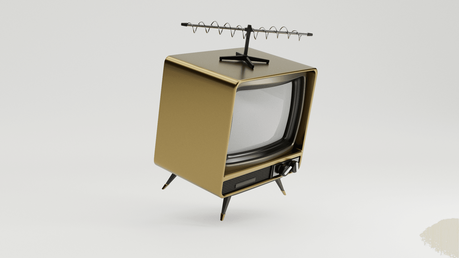 An angled view of a wooden retro television.